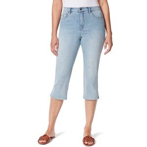 GLORIA VANDERBILT Amanda Capri SIZE 16 Zermatt Blue Crop Denim Pants Jeans NWT
